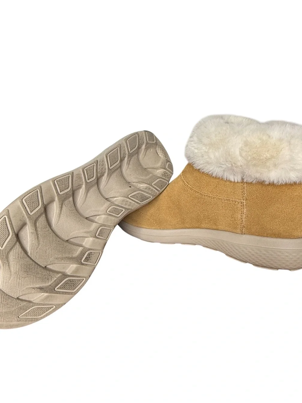 Skechers On-the-GO Joy-Bundle Up Boot GoGa Mat Insole Women’s Tan Suede Slip GUC